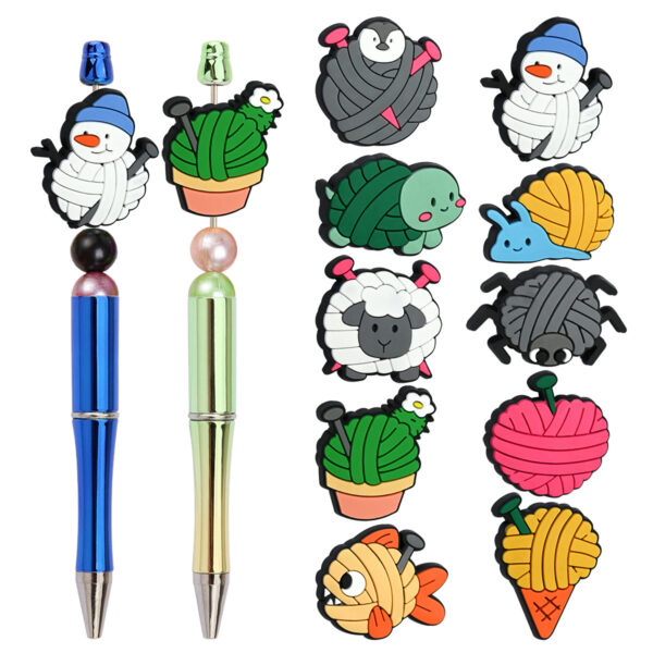 Wholesale 100pcs Wool Animal Series String Pen Beads Pvc Double-Sided Beads