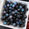 Wholesale 8/10/12mm Starry Sky Fine Glitter Cat's Eye Resin Beads Mermaid Princess Straight Hole Loose Beads DIY Beading Phone Necklace Round Beads