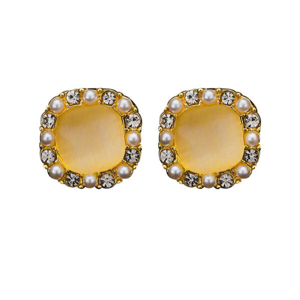 Wholesale Cubic sugar cat's eye stone diamond pearl earrings women's light luxury high-level gentle temperament earrings fashion all-match earrings