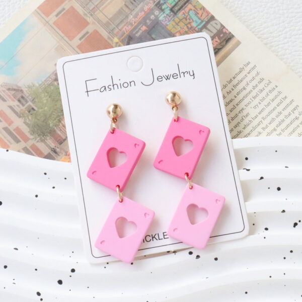Wholesale Valentine's Day Red Playing Card Gradient Acrylic Earrings