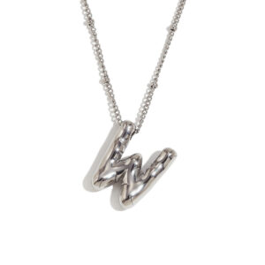 Party Balloon Letter Pendant Necklace-steel color-W