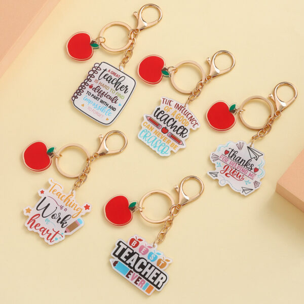 Wholesale Acrylic Apple Alphabet Teacher's Day Keychain