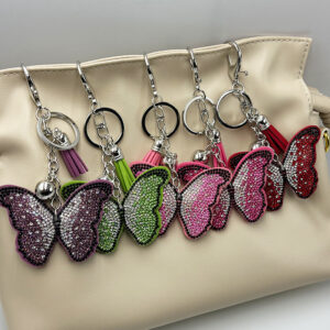 Wholesale Diamond-Studded Butterfly Keychain Fashion Tassel Bag Pendant