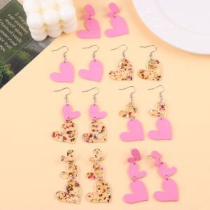 Wholesale Valentine's Day Pink Love Acrylic Earrings