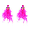 Wholesale Long feather studded diamond floral tassel earrings