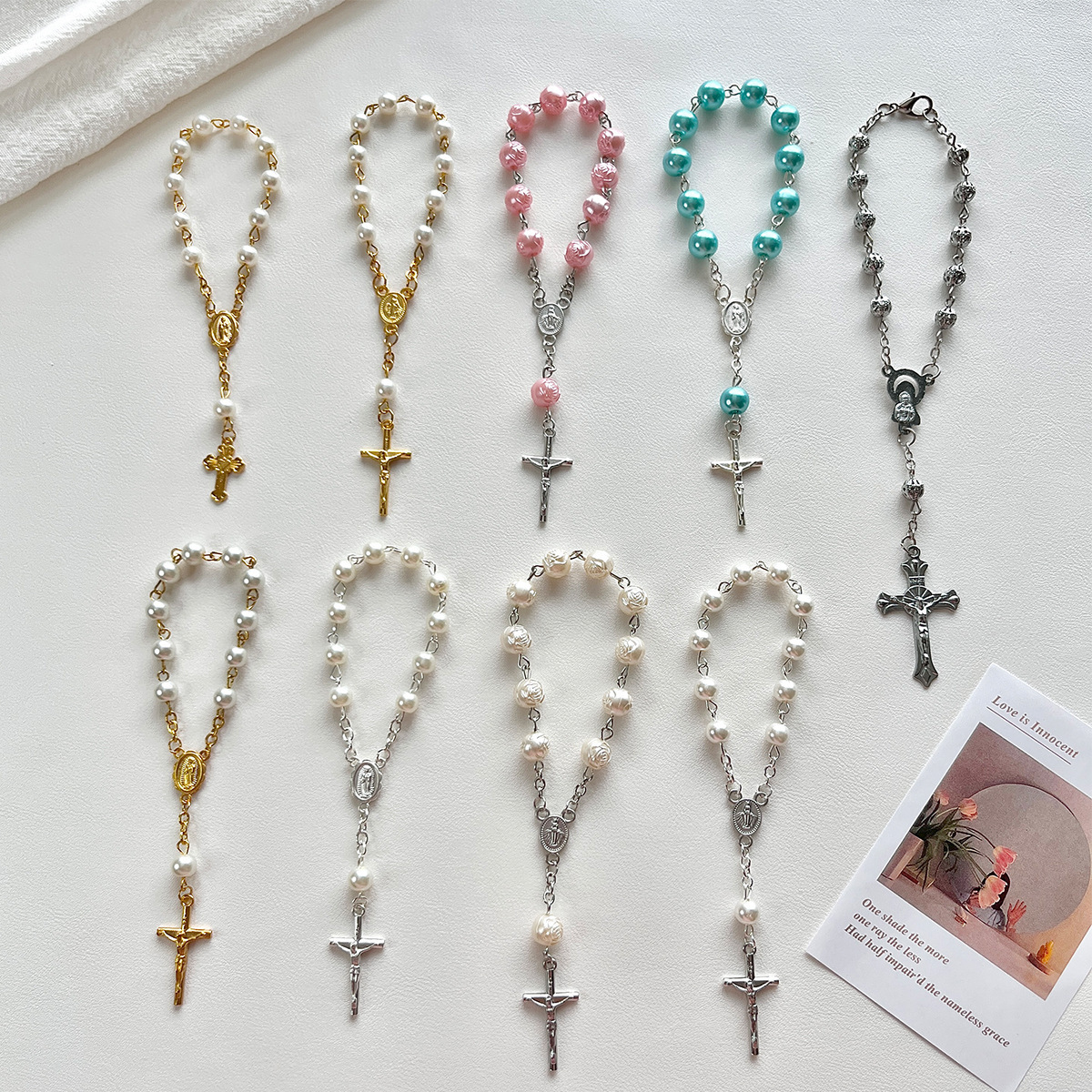 Wholesale Pearl baptismal communion gift, love cross, finger chain
