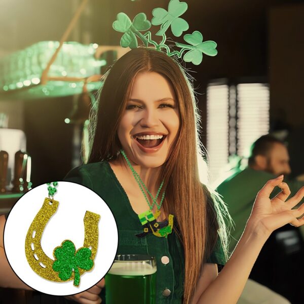 Wholesale Green Shamrock Hat Bead Chain Pendant Necklace St. Patrick's Day