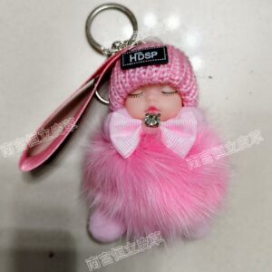 Pink / Real fox fur 8cm hair balls