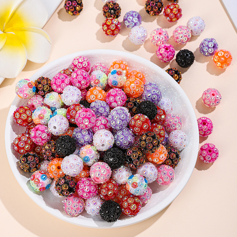 Wholesale 2025 Acrylic Suower Resin Diamond Ball DIY Beaded Jewelry Source Factory Wholesale Colorful Beads Loose Beads
