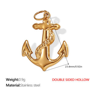 Pj263g double-sided hollow gold pendant