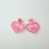 Wholesale Valentine's Day Love Earrings Acrylic Stereo Sequins quicksand Peach Heart Earrings