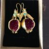 Wholesale Open the pomegranate and pomegranate seed golden earrings
