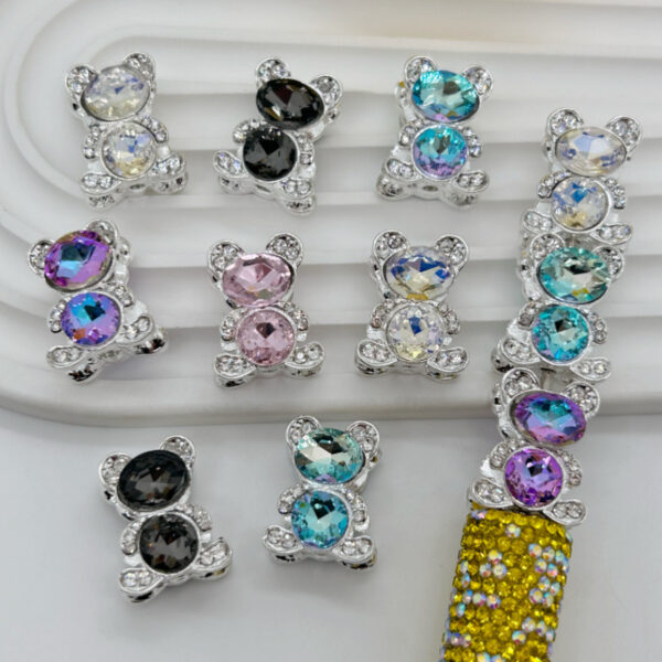 Wholesale 10pcs alloy double-sided teddy bear beads
