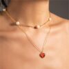 Wholesale Imitation Natural Stone Red Gate Pendant Necklace