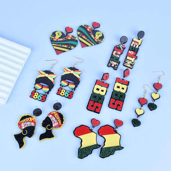 Wholesale Black Liberation Month Memorial Earrings June Day African Slave Liberation Day Earrings