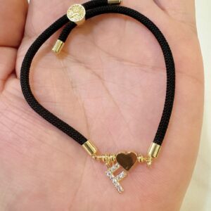Black rope zircon letter bracelet—f