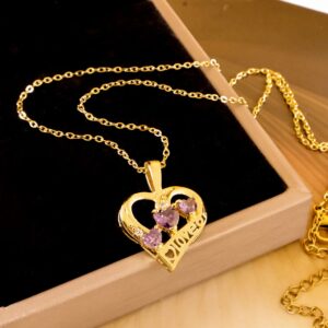 Xl416 full of love necklace golden main stone purple