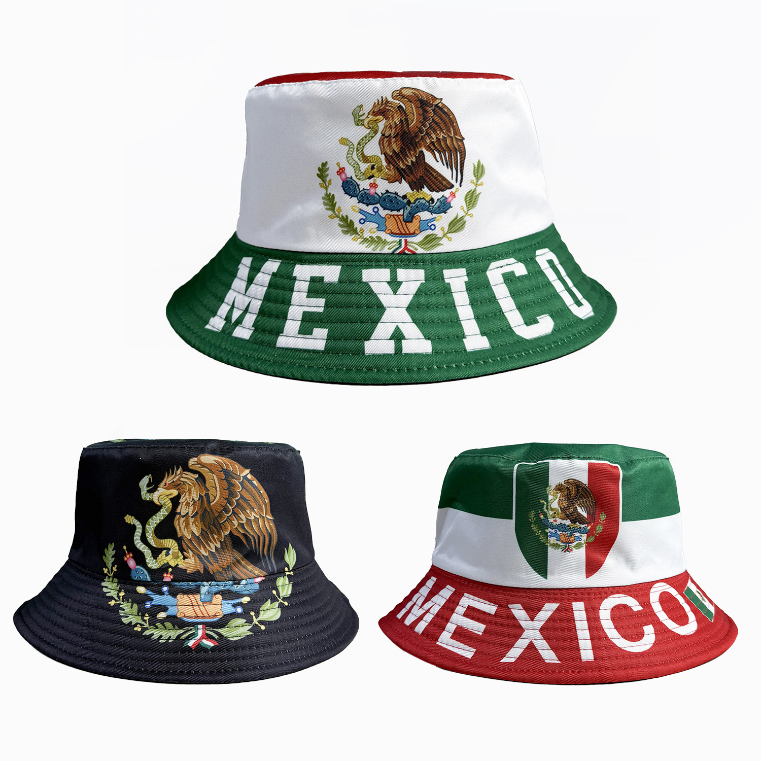 Wholesale Double sided srts cheering national flag printed fisherman hat