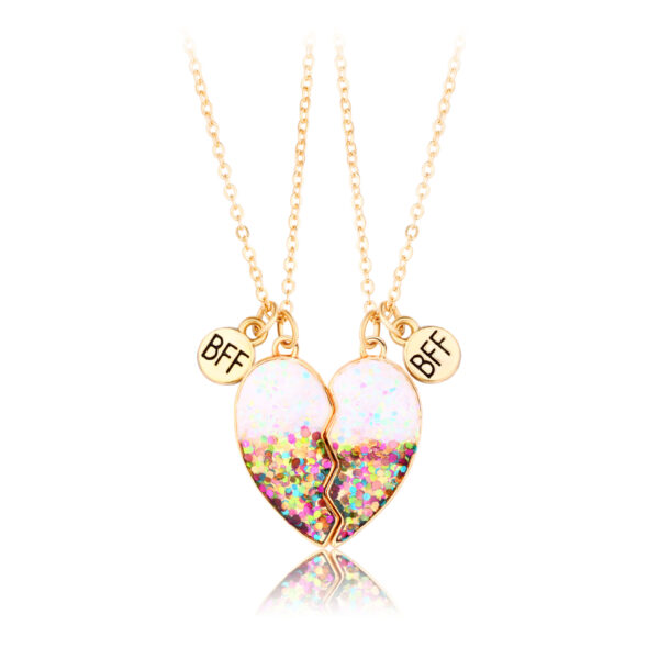 Wholesale Kidsren's Powder Dripping Oil Necklace Heart Necklace Pair