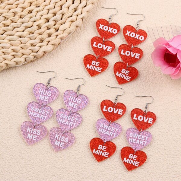 Wholesale Valentine's Day Sparkling Three Series Heart shaped Letter Earrings
