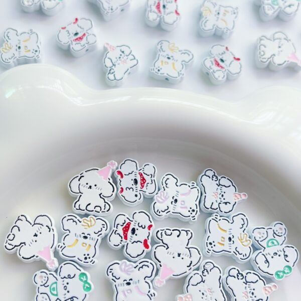 Wholesale Multicolor Cute Painted Alloy Line Puppy DIY Handmade Beaded Mobile Phone Chain Necklace Jewelry Accessories Material