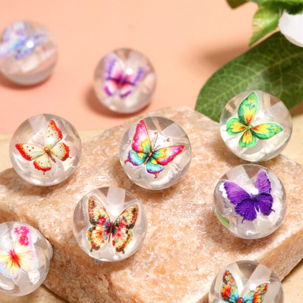 Wholesale transparent acrylic beads with built-in butterfly
