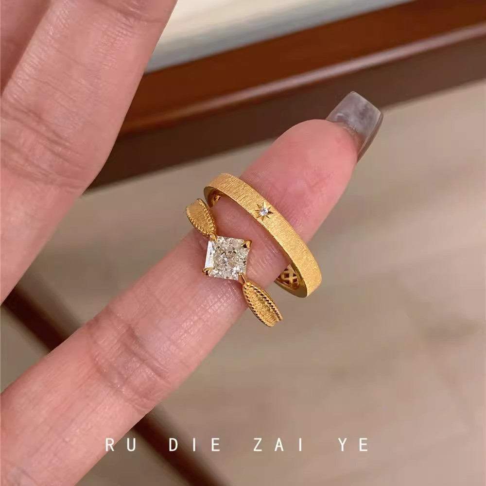 Wholesale Brushed cubic sugar zircon open ring