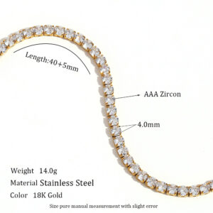 4mm zircon necklace 40 + 5cm-Gold