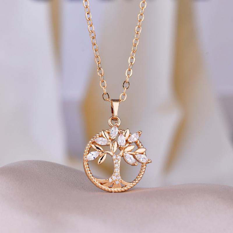Wholesale Tree of Life Necklace Exquisite Pendant Necklace Shiny Memorial Birthday Gift
