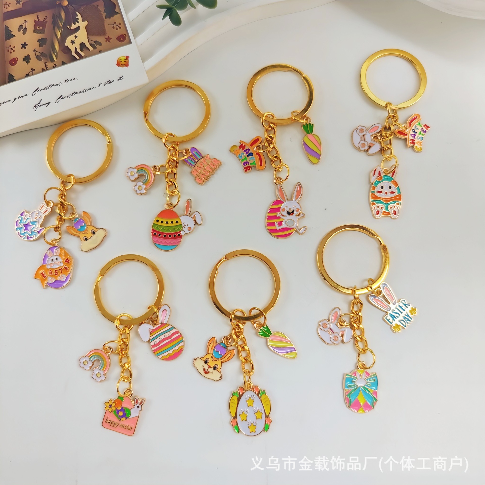 Wholesale Cartoon Easter e cute rabbit metal keychain