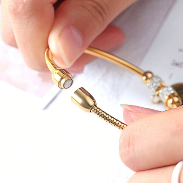 Wholesale Diamond inlaid hollow life tree magnet stainless steel bracelet