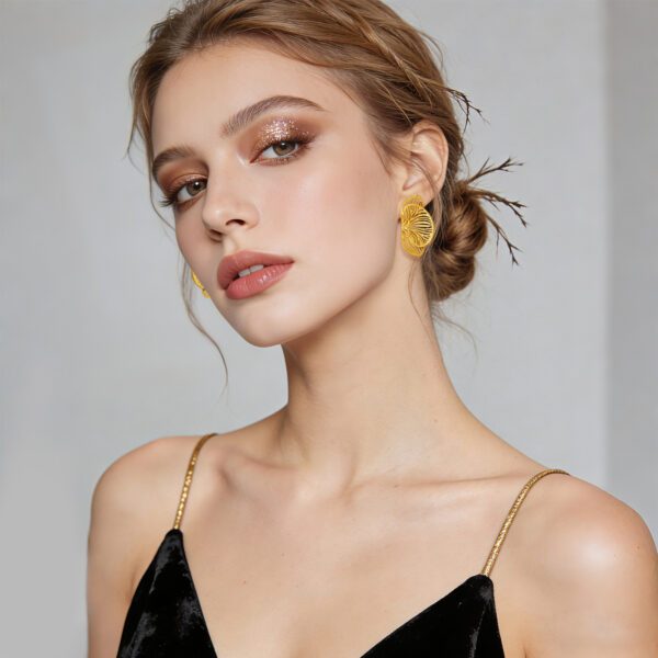 Wholesale Golden geometric butterfly hollow earrings