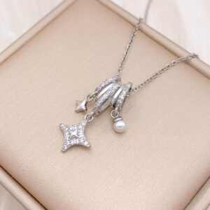 Xl4455 star combination necklace silver