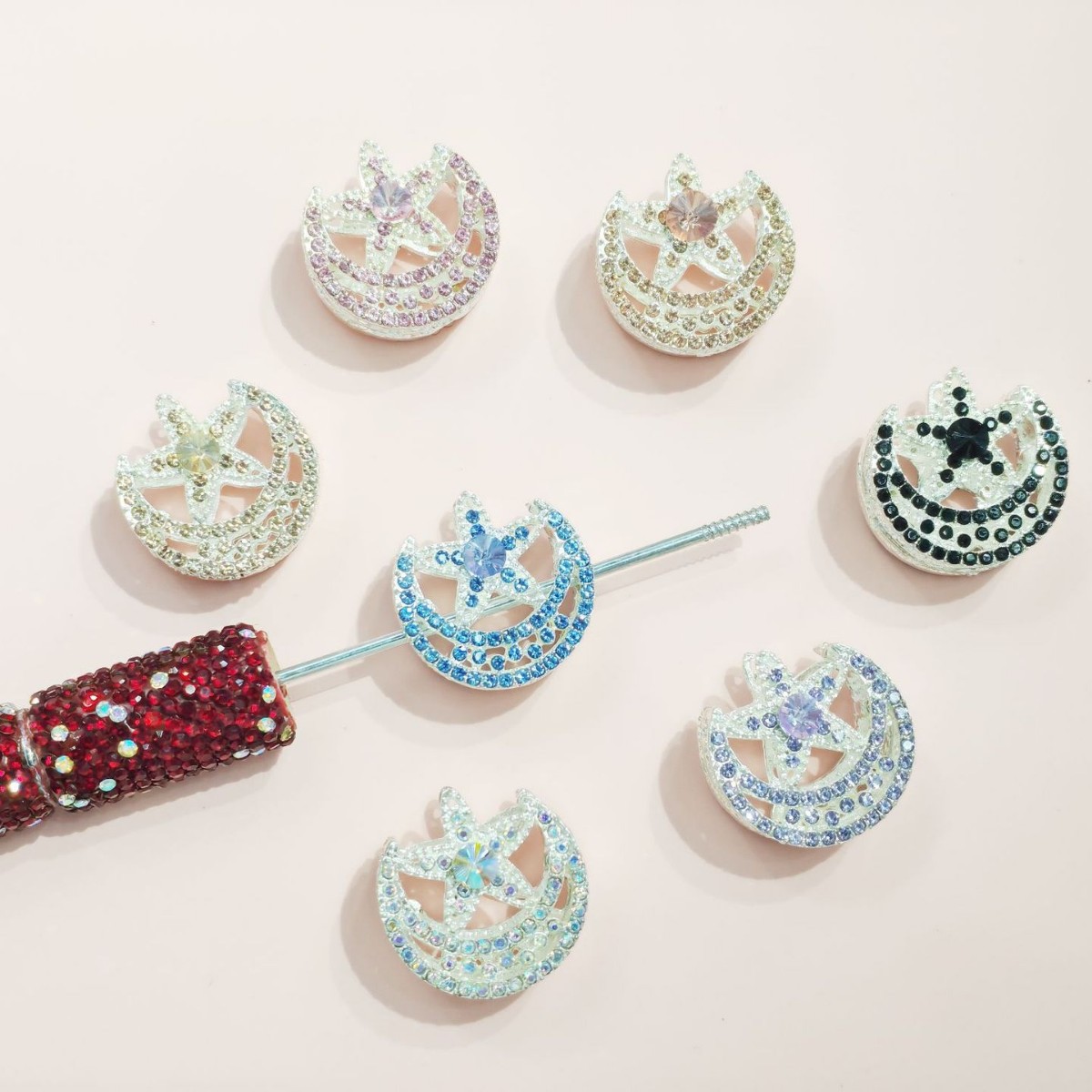 Wholesale colored hollow star moon alloy beads