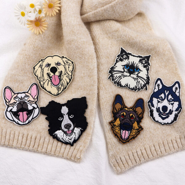 Wholesale 5pcs New pet dog cartoon embroidery cloth patch cute pet animation hot melt adhesive cloth