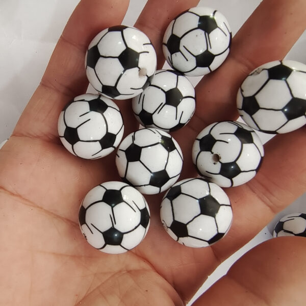 Wholesale 5pcs 20MM Football Printed Beads