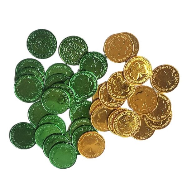 Wholesale St. Patrick's Day Shamrock Plastic Coins Gold Props