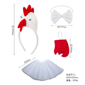 Three-dimensional white chicken three-piece white gauze skirt
