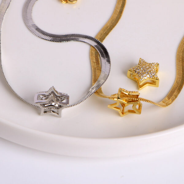 Wholesale 18k gold-plated micro inlaid zircon heart-shaped star pendant necklace