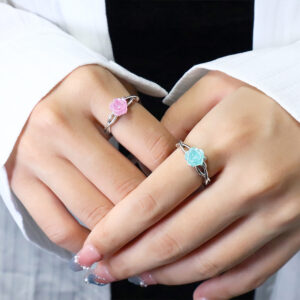 Wholesale Pink Blue Rose Ring Romantic Valentine's Day Ring