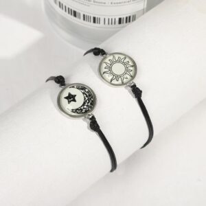 White sun and moon braided bracelet [pair]