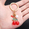 Wholesale pearl red transparent cherry keychain pendant