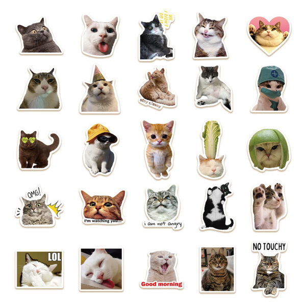 Wholesale 50pcs cartoon cute cat emoji Waterproof vinyl stickers