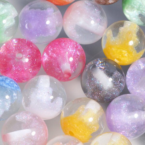 Wholesale Transparent, fine-glitter, flowing sand-like, straight-hole loose beads, Acrylic Beads