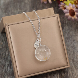 Wholesale Alloy Inlaid Artificial Gem Three Dandelion Pendant Necklace