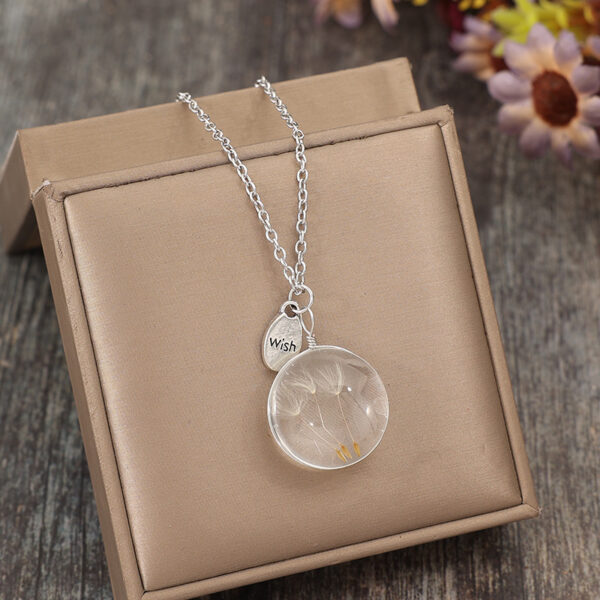 Wholesale Alloy Inlaid Artificial Gem Three Dandelion Pendant Necklace