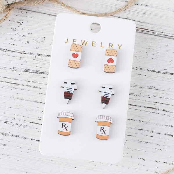 Wholesale cute nurse bandage syringe ambulance hospital first aid kit medical record earring
