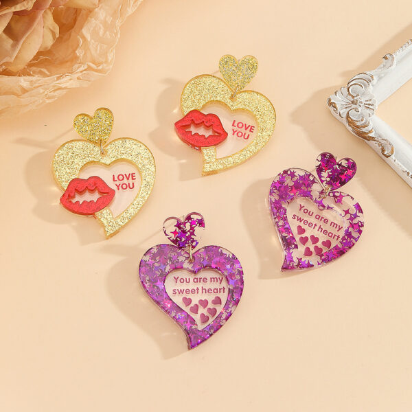 Wholesale Valentine's Day Double layered Love Earrings