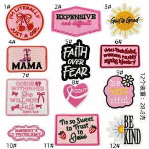 Pink kind english cloth sticker set 12 pack