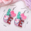 Wholesale LOVE Stethoscope Heart Leopard Print Pendant Earrings